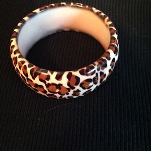 Cheetah thick plastic bangle bracelet.  1" wide